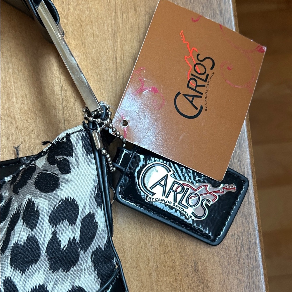Carlos Santana Black and Gray Leopard /Zipper Shoulder Bag - Picture 2 of 7